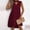 Wine, variant on Dolkfu Orange Women'S Clothing V-Neck Sleeveless Refined Mid-Length Shift Dresses Modern Romance Solid Relaxed Fit Dresses Orange,L