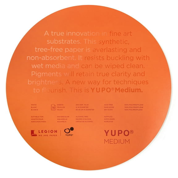 Legion Paper Yupo Circular Paper, 10 Sheets, 12" Round Diameter, White