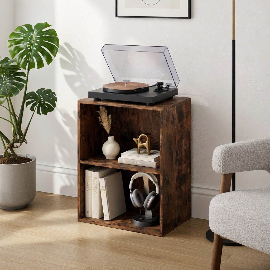 Resenkos 2-Cube Adjustable Bookcase, 5-Position Shelf, Floor Standing, Brown