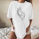 thumbnail image 5 of Puntoco Blusa de manga corta informal con estampado de sol y luna vintage para mujer Puntoco Puntoco-3476, 5 of 8