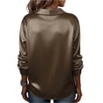 thumbnail image 4 of Dwellite Satin Blouses for Women Button Down Shirts Long Sleeve Tops Dressy Casual Business Casual Tops for Sping Summer Fall Coffee S, 4 of 4