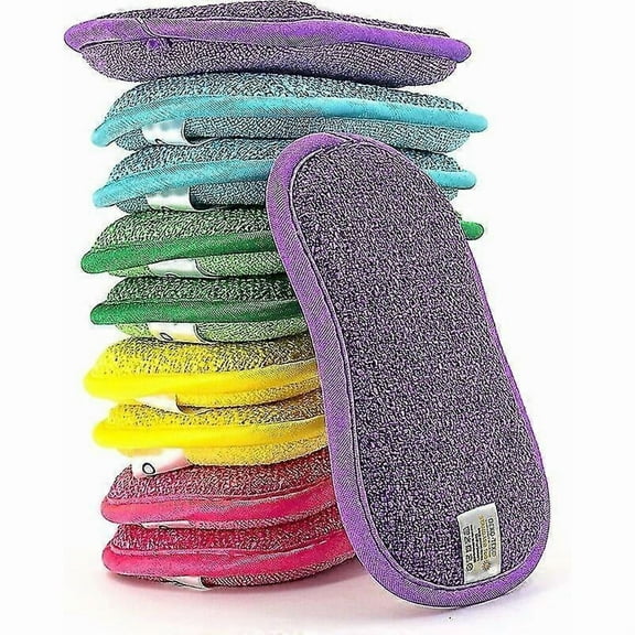 10-Piece Washable and Reusable Microfiber Sponges - Dishwashing and Kitchen Sponges - Eco-Friendly -
