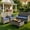 Black/White, variant on Gasee 4-Piece Patio Furniture Set Outdoor Conversation Rattan Chairs with Cushion and Loveseat Glass Table for Garden Backyard Porch, Brown/Dark Gray