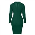 thumbnail image 3 of Pisexur Robes de Travail pour Femmes Croisée Solide Col Rabattu Blazer Robe Manches Longues Boutons Robe Moulante Formelle, 3 of 6