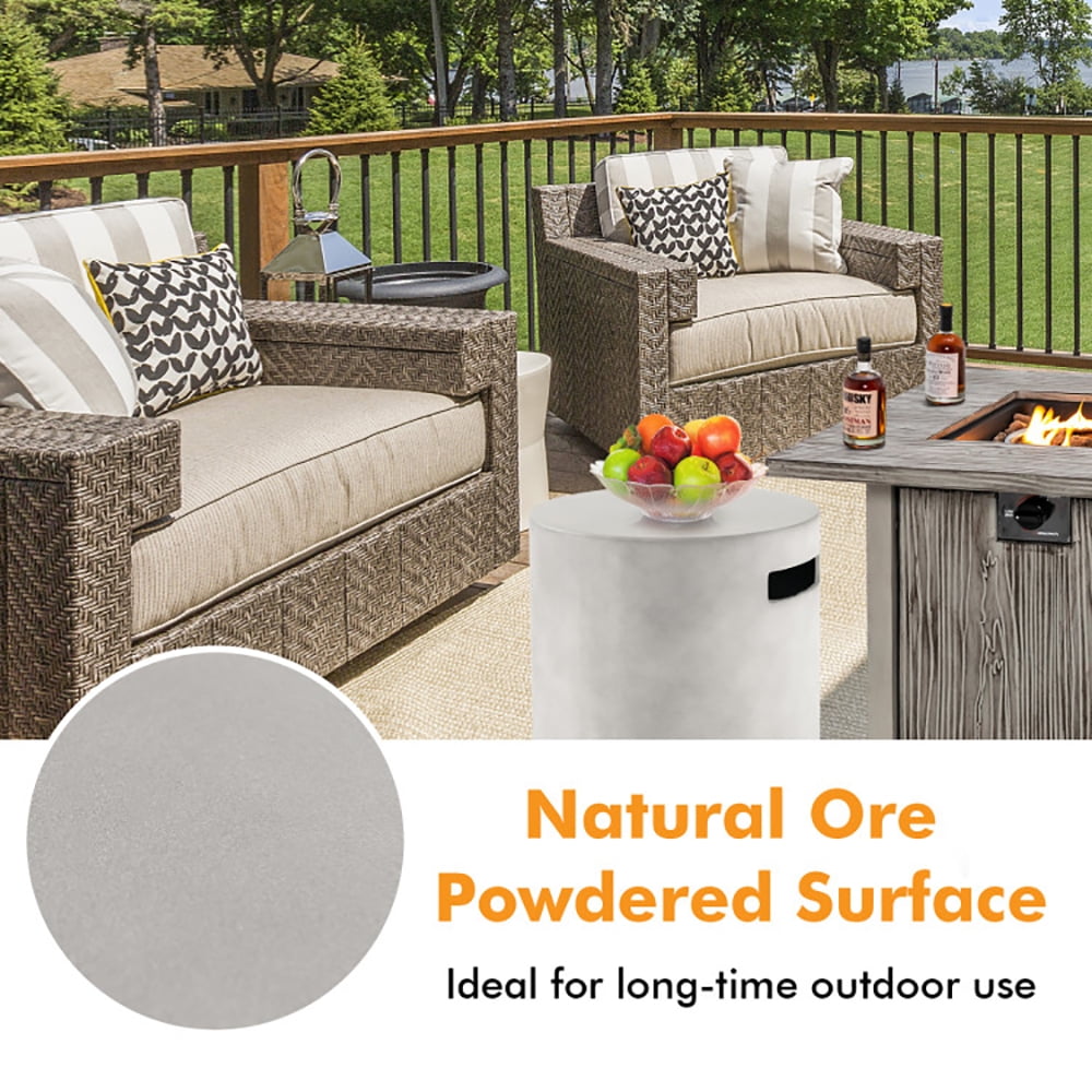 Demifill Outdoor Weather Resistant Tank Hideaway Table, Multi-Functional 2-in-1 Propane Tank Holder, Fits Standard 20 LBS Propane Gas Tank for Fire Pits, Grey