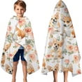 thumbnail image 3 of Corgi Dog and Flower Florals Hooded Bath Towel，60"x35" for Ages 3 To 12 Kids, Quick Dry Lightweight Soft Microfiber Hood Beach Towel Cover Up for Kids, 3 of 7