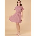 thumbnail image 3 of INSPIRE CHIC Women's Summer Flare Sleeve Pintuck Decor Heart Print Ruffle Dress, 3 of 6