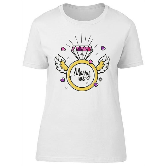 Marry Me. Winged Diamond Ring T-Shirt Women -Image by Shutterstock, Female Small