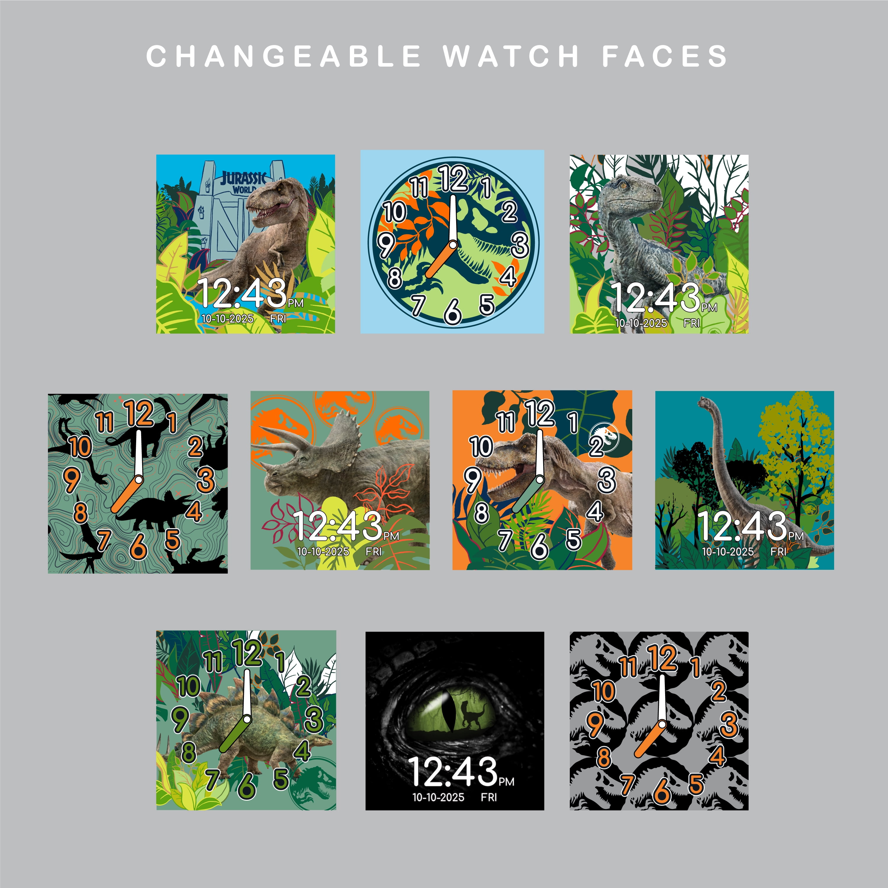 Jurassic World Unisex Child Smart Watch and Headphone Set in Silicone Strap Green (JRW40017WMC)