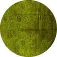 thumbnail image 1 of Ahgly Company Machine Washable Indoor Round Oriental Yellow Industrial Area Rugs, 7' Round, 1 of 4