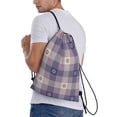 thumbnail image 3 of Easygdp Purple Floral Gingham Check Plaid Drawstring Backpack, Beach Sackpack, Travel Sackpack Lightweight for Sports, Gym, Travel, Swimming - Small, 3 of 9