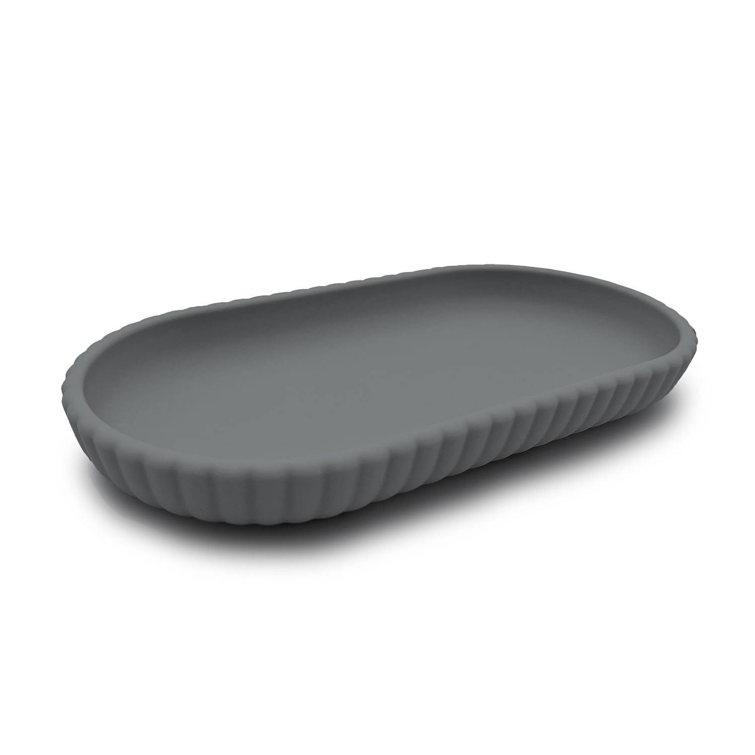 (3 pack) Mainstays Rubberized Plastic Ribbed Accessory Tray, Grey