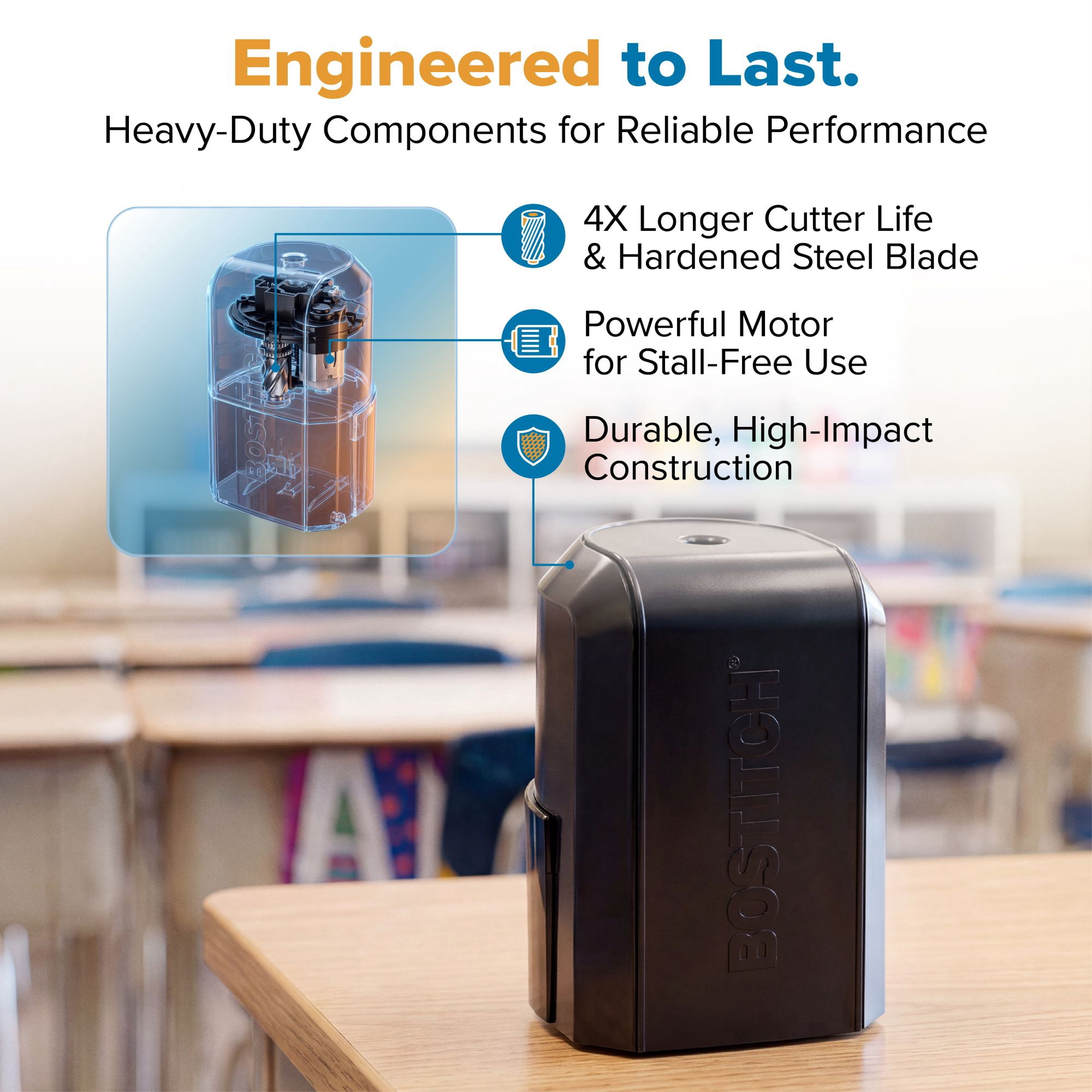 Bostitch AdaptiveSharp Electric Pencil Sharpener for Standard/Jumbo Pencils