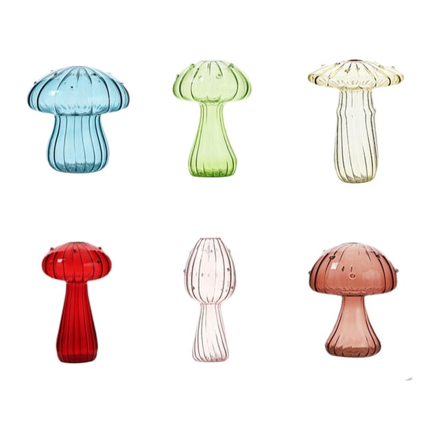 Jarrones de vidrio con forma de hongo Jarrones para plantas hidropónicas Jarrones decorativos lindos con flores 6 piezas