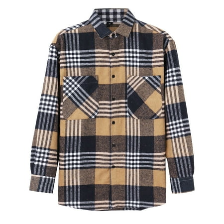 

Mens Fashion Simple Brushed Plaid Pocket Cardigan Coat Jacket Mens Leotard Bodysuit