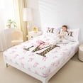 thumbnail image 3 of Erosebridal Initial Alphabet M Bed Sheets,Princess Bowknot Wild Cheetah Pattern King Sheets For Bowtie Girls 4pcs, 3 of 6