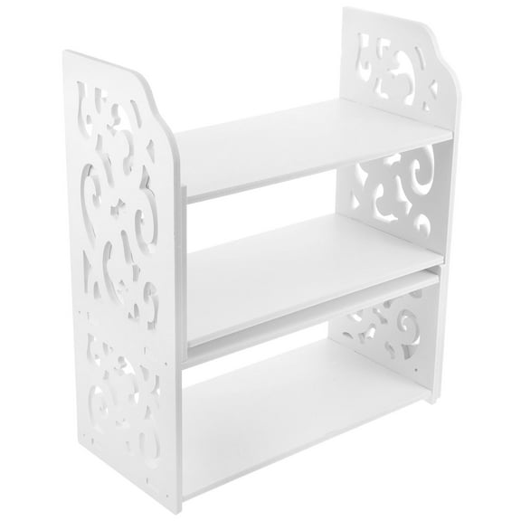 Masteelf White Wooden Desktop Bookshelf Organizer with Smooth and Sturdy Construction, 29.5x11.8x19. Office and Home Storage