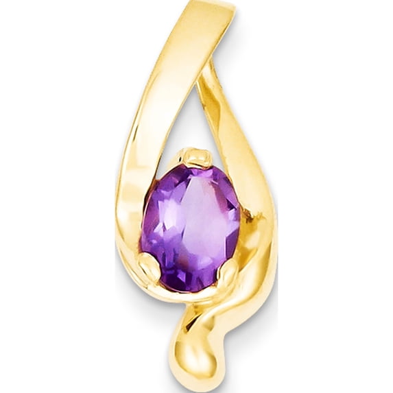 14K Yellow Gold 8X6mm Oval Amethyst Slide (24 X 10) Made In United States xs197am