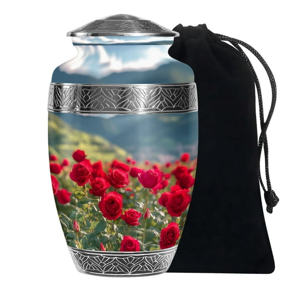 Large Beautiful Red Rose Urns For Human Ashes Adult Female & Male - Cremation Urn For Adult Women Ashes - Memorial Funeral Ashes - 10 Inch