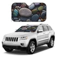 thumbnail image 2 of DouZhe Car Sunshades for Windshield, Colorful Sea Stones Pebbles Pattern Car Sun Shade Block Heat and UV Rays, 55" x 30", 2 of 8