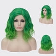 thumbnail image 3 of Xiao Hua Women's Fashion Wig Green Synthetic Short Hair Wig Curly Wig, 3 of 4