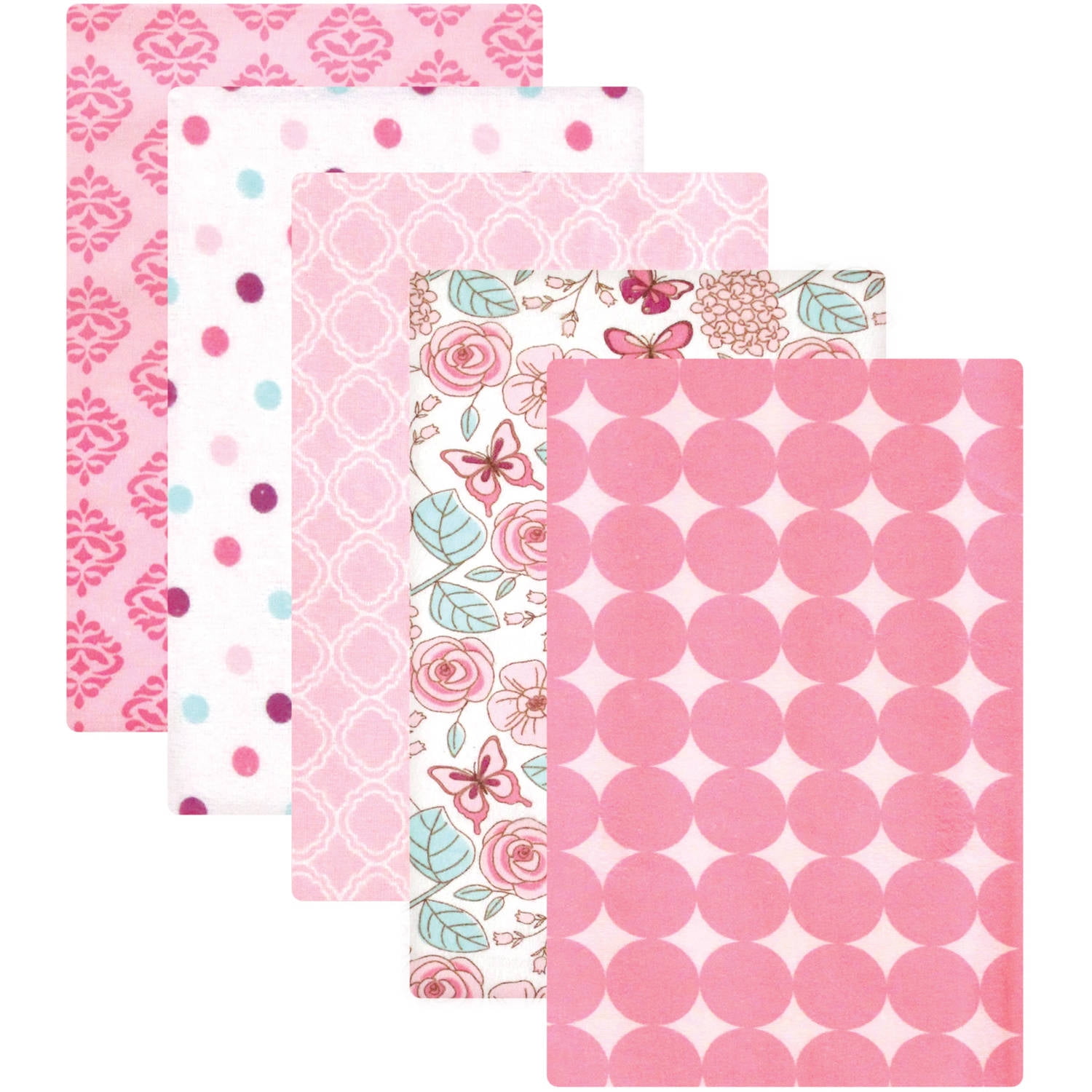Luvable Friends Flannel Receiving Blankets, Rosado Con Puntos