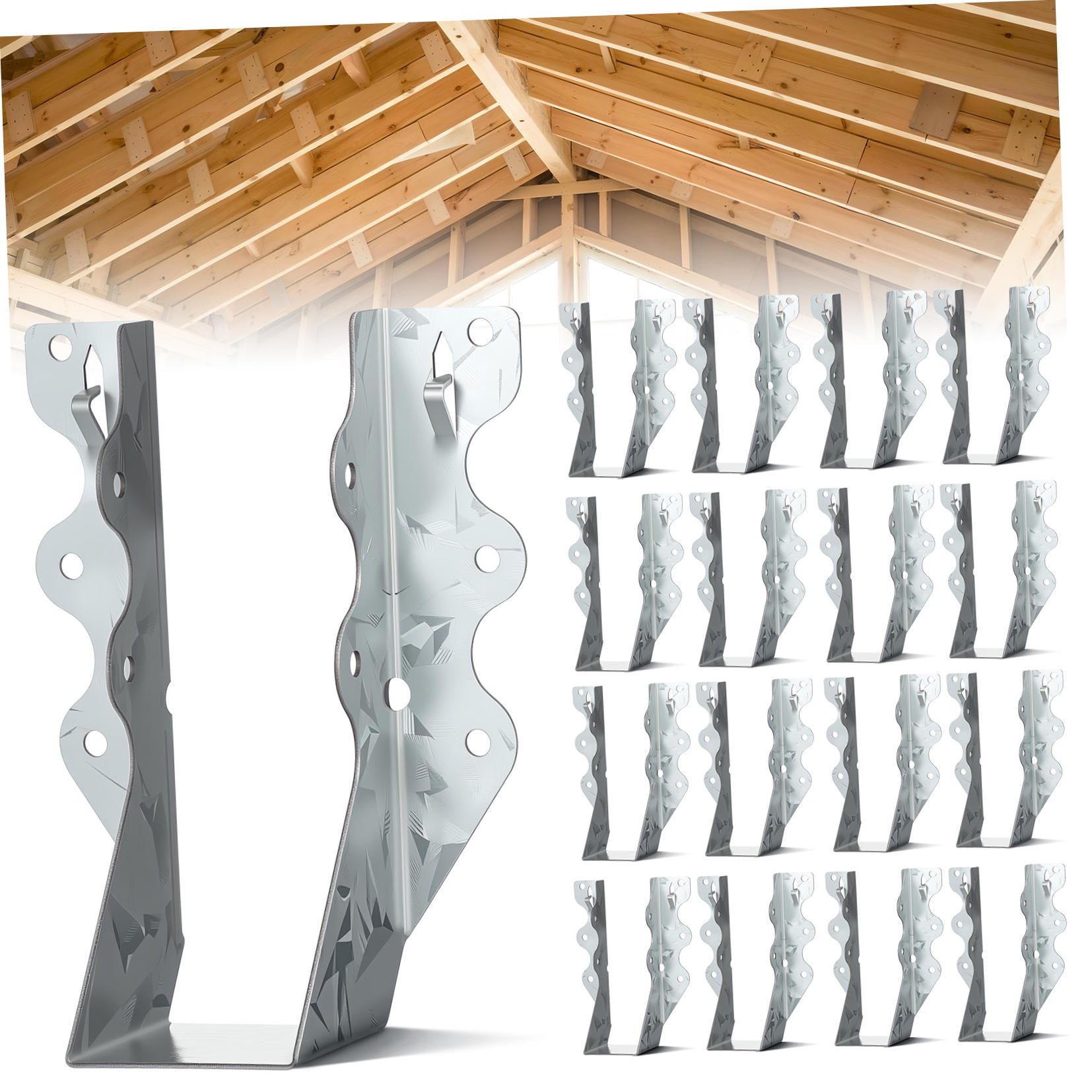 PTOOTP 20Pcs Wood Beam Hanger Brackets with Galvanized Finish for Outdoor Joist Support