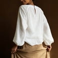 thumbnail image 6 of LNWUY Women's Fashion Solid Color Crew Neck T Shirt Blouse Cotton Long Sleeve Casual Loose Pleated Basic Tops White XL, 6 of 8