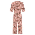 thumbnail image 4 of Edvintorg Womens Jumpsuits Dressy Summer Casual Loose Overalls for Women Vintage Printed Short Sleeve V Neck Back Zipper Wide Leg Jumpsuit Pants with Pocket, 4 of 5