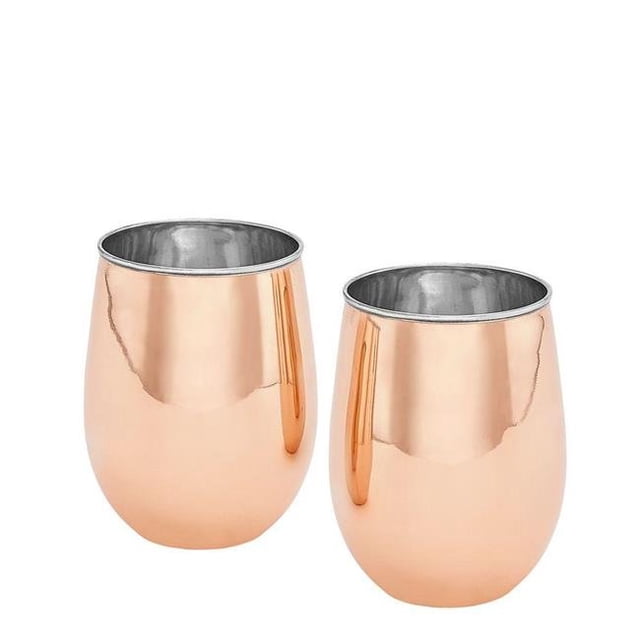 Verres à Vin Sans Tige de 17 oz - Acier Inoxydable&44; Lot de 2