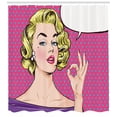 thumbnail image 3 of Ambesonne Vintage Shower Curtain, Pop Art Woman OK Sign, 69"Wx75"L, Multicolor, 3 of 3