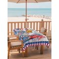 thumbnail image 2 of Outdoor Tablecloth with Umbrella Hole for Patio/Picnic/Party/Camping, 4th of July Waterproof Table Cloth Rectangle Table Cover Washable, USA Flag Independence Day Blue Red Gnomes (52"x 70"), 2 of 9