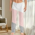 thumbnail image 2 of Wide Leg Lounge Pants for Women Color Block Drawstring Elastic Waist Loose Fashion Comfy Casual Pants (M, Pink), 2 of 7