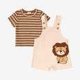 thumbnail image 2 of PatPat Baby Boy 2pcs Stripe Pattern Tee and Lion Print Overalls Shorts Set, 2 of 6