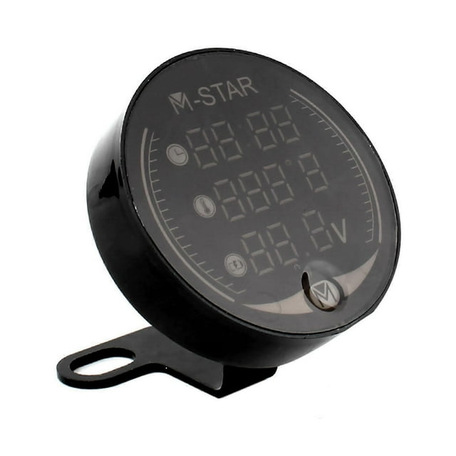 Motorcycle ATV Voltmeter+Electronic Clock+Thermometer+Stopwatch Digital LED Temperature Voltage Tester