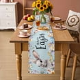 thumbnail image 2 of Happy Easter Table Runner 72 Inches, Spring Grey Bunny Colorful Eggs Flower Blue Bed Runner Dresser Scarves Tabletop for Indoor Outdoor Parties/Ceremony/Banquet, 14" x 72", 2 of 8