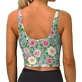 thumbnail image 3 of Vsdgher Rose Flowers Print Women Sleeveless Athletic Tank Top Built-in Bra Camisole Sports Vest for Yoga Running Fitness Exercise with Removable Pads, 3 of 8