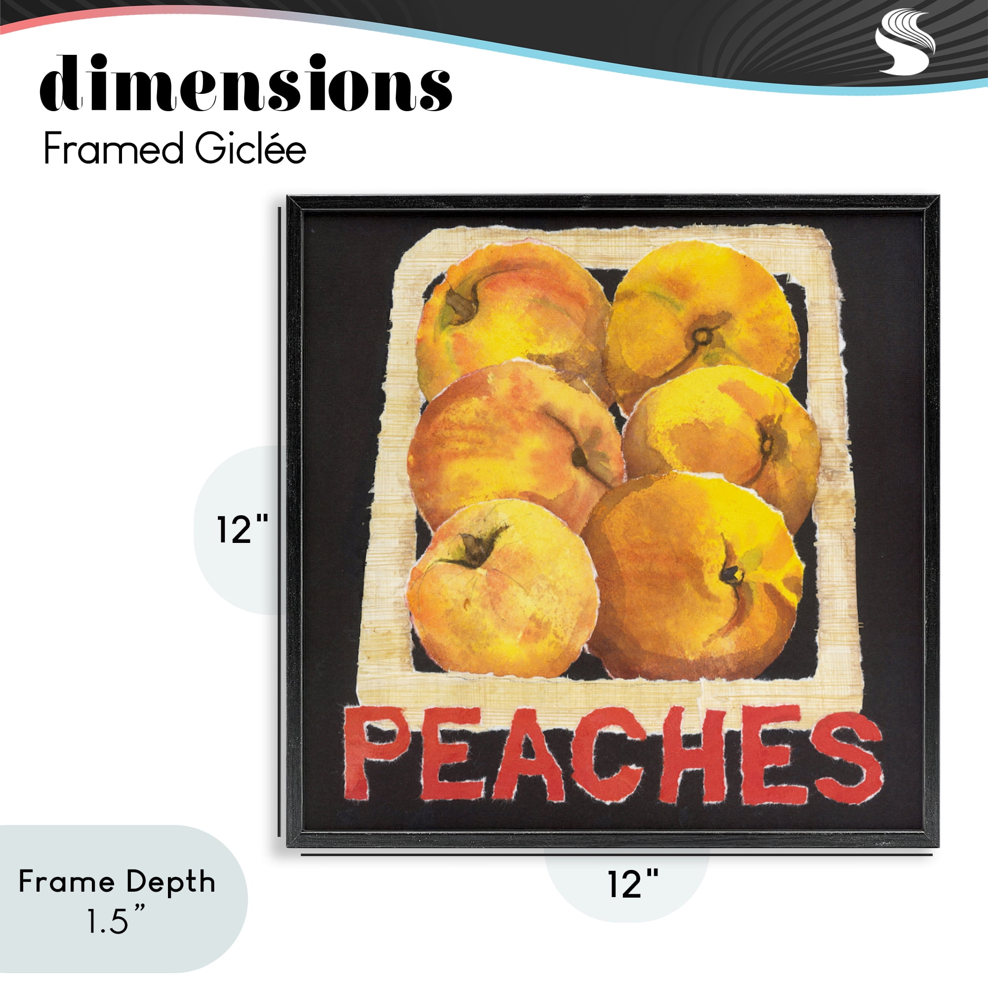 Stupell Industries Collaged Garden Peaches Black Framed Giclee Art, design by Nancy Overton