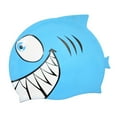 thumbnail image 4 of amleso Shark Shaped Swimming Cap Bathing Cap for Children Short and Long Hair Teens Blue, 4 of 10
