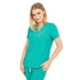 thumbnail image 2 of Mediclo Women's Medical Scrub Top - Sal Essential Eco Friendly Sustainable FYSEL Fabric V-Neck Chest Pocket Shirt Workwear Surgical Green FT3085RSGR02 XS, 2 of 7