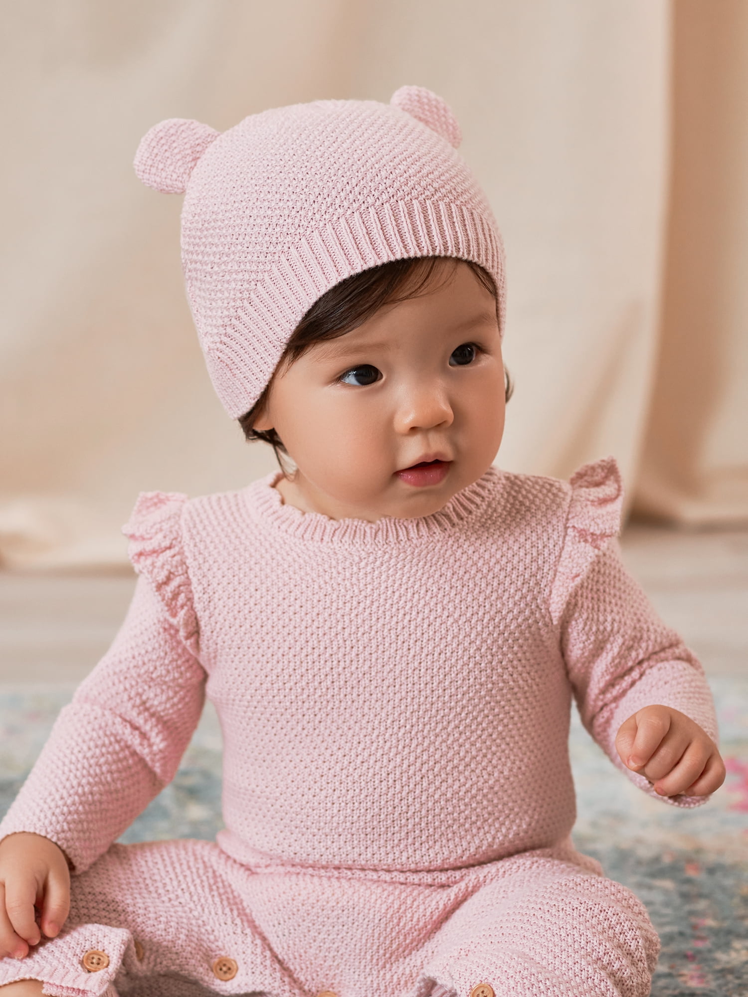 Baby Girl Boy Knit Sweater Solid Oversized Sweater Crewneck Sweatshirt Pullover Top Infant Warm Clothes