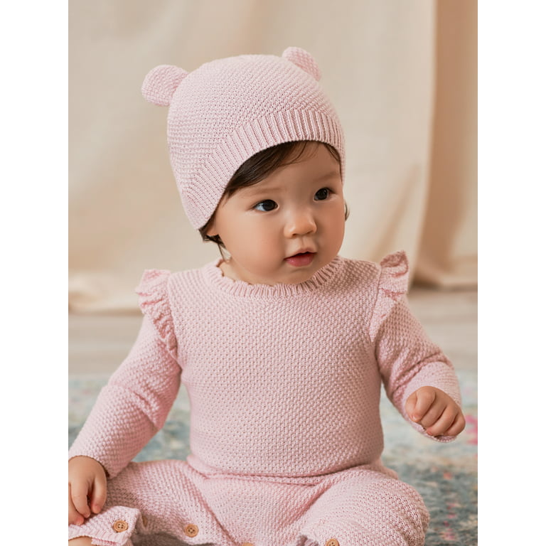 Modern Moments by Gerber Baby Boy, Baby Girl, & Unisex Sweater Knit  Coverall & Hat Outfit Set, Newborn-3/6 Months 