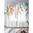 thumbnail image 4 of Watercolor Ocean Coral Starfish Chiffon Sheer Curtains 84 Inches Long, Underwater Marine Life Seaweed 2 Rod Pocket Window Treatment Voile Drapes Curtains for Living Room Bedroom,2 Panels, 52x84In, 4 of 9