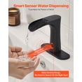 thumbnail image 2 of Touchless Bathroom Sink Faucet Automatic Motion Sensor Waterfall Faucet with Hole Cover Plate Modern Electronic Sensor Hot and Cold Water for 9 16 Inch Pipe Commercial Matte Black, 2 of 6