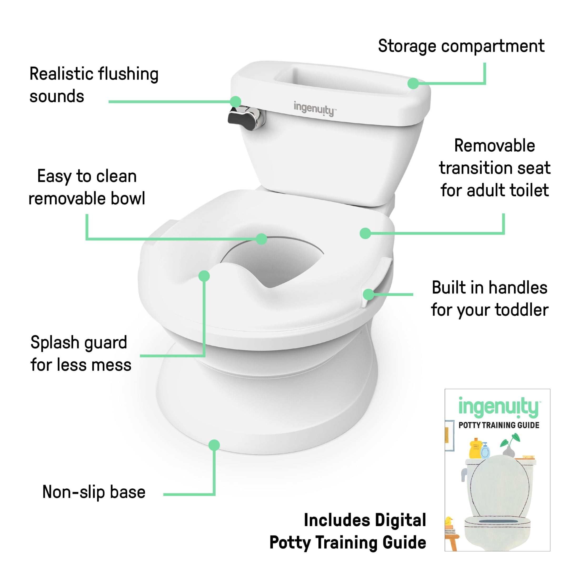 Ingenuity My Size Potty Chair and Training Toilet for Toddlers, White