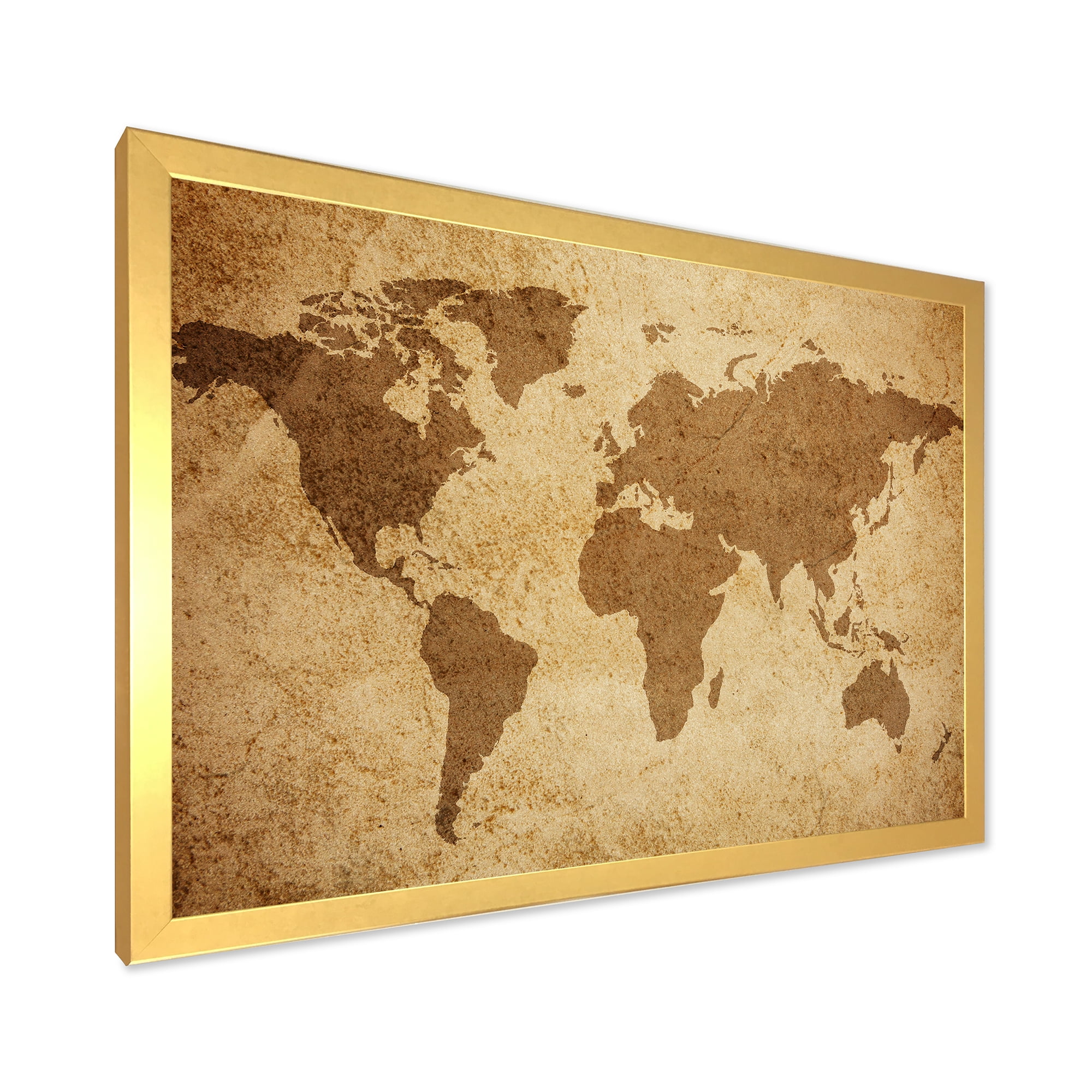 Designart 'Ancient World Map V' Vintage Framed Art Print