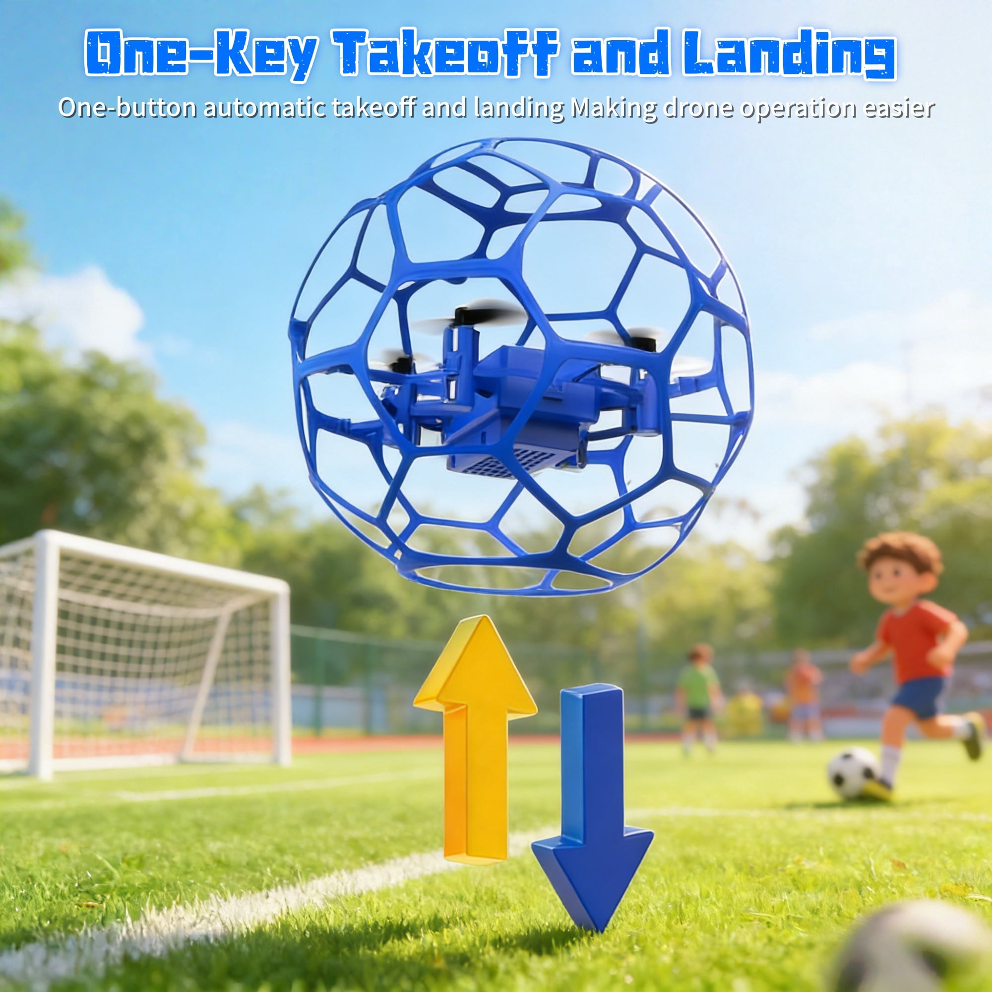 RC Flying Soccer Ball Drone for Kids, Mini Helicopter with Full Protective Net Cage, 360° Flips & LED Lights, One-Key Takeoff, Safe Indoor Outdoor Toy Gift for Boys & Girls.