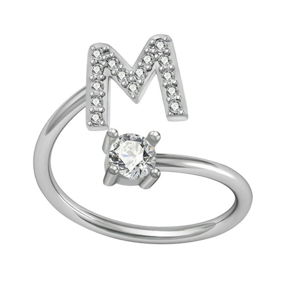 Weloille 26-letter Ring Set, European and American English Zircon Ring, Split Ring