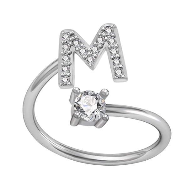 Anillos para mujer, regalos para mujer, exquisita moda, anillo de cobre con 26 letras del alfabeto inglés, anillo de moda.