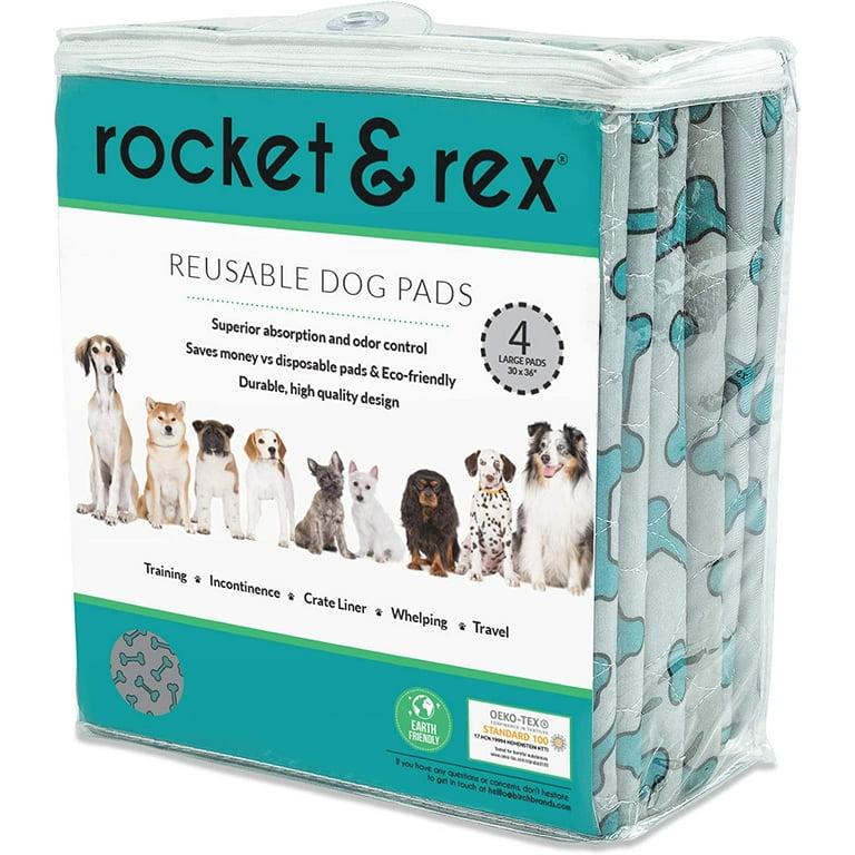 Rocket & Rex Premium Reusable Puppy Training Pads Bone Print 4 Count X-Large